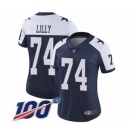 Women's Dallas Cowboys #74 Bob Lilly Navy Blue Throwback Alternate Vapor Untouchable Limited Player 100th Season Football Jersey