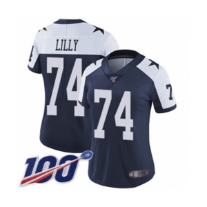 Women's Dallas Cowboys #74 Bob Lilly Navy Blue Throwback Alternate Vapor Untouchable Limited Player 100th Season Football Jersey