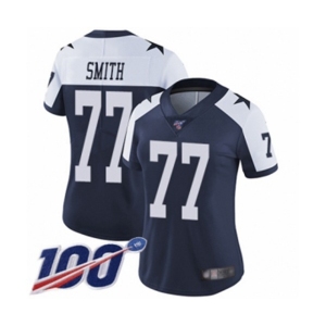Women's Dallas Cowboys #77 Tyron Smith Navy Blue Throwback Alternate Vapor Untouchable Limited Player 100th Season Football Jersey