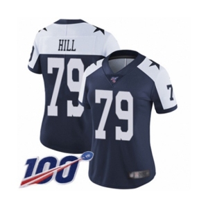 Women's Dallas Cowboys #79 Trysten Hill Navy Blue Throwback Alternate Vapor Untouchable Limited Player 100th Season Football Jersey
