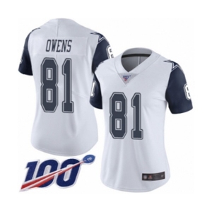 Women's Dallas Cowboys #81 Terrell Owens Limited White Rush Vapor Untouchable 100th Season Football Jersey