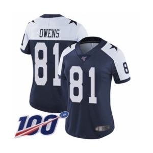 Women's Dallas Cowboys #81 Terrell Owens Navy Blue Throwback Alternate Vapor Untouchable Limited Player 100th Season Football Jersey