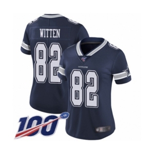 Women's Dallas Cowboys #82 Jason Witten Navy Blue Team Color Vapor Untouchable Limited Player 100th Season Football Jersey
