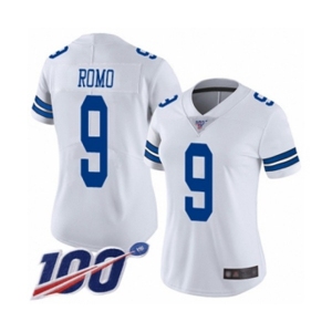 Women's Dallas Cowboys #9 Tony Romo White Vapor Untouchable Limited Player 100th Season Football Jersey