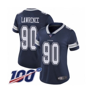 Women's Dallas Cowboys #90 DeMarcus Lawrence Navy Blue Team Color Vapor Untouchable Limited Player 100th Season Football Jersey
