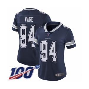 Women's Dallas Cowboys #94 DeMarcus Ware Navy Blue Team Color Vapor Untouchable Limited Player 100th Season Football Jersey