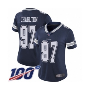Women's Dallas Cowboys #97 Taco Charlton Navy Blue Team Color Vapor Untouchable Limited Player 100th Season Football Jersey