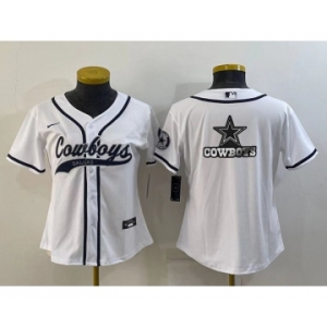 Women's Dallas Cowboys White Team Big Logo With Patch Cool Base Stitched Baseball Jersey