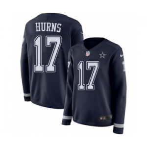 Women's Nike Dallas Cowboys #17 Allen Hurns Limited Navy Blue Therma Long Sleeve NFL Jersey