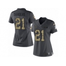 Women's Nike Dallas Cowboys #21 Deion Sanders Limited Black 2016 Salute to Service NFL Jersey