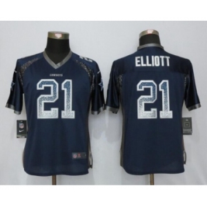 Women's Nike Dallas Cowboys #21 Ezekiel Elliott Drift Fashion Blue Jerseys
