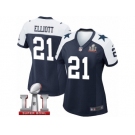 Women's Nike Dallas Cowboys #21 Ezekiel Elliott Elite Navy Blue Throwback Alternate Super Bowl LI NFL Jersey