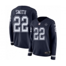 Women's Nike Dallas Cowboys #22 Emmitt Smith Limited Navy Blue Therma Long Sleeve NFL Jersey
