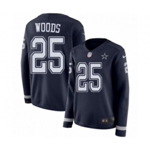 Women's Nike Dallas Cowboys #25 Xavier Woods Limited Navy Blue Therma Long Sleeve NFL Jersey