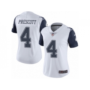 Women's Nike Dallas Cowboys #4 Dak Prescott Limited White Rush NFL Jersey