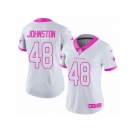 Women's Nike Dallas Cowboys #48 Daryl Johnston Limited White Pink Rush Fashion NFL Jersey