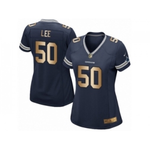 Women's Nike Dallas Cowboys #50 Sean Lee Elite Navy Gold Team Color NFL Jersey