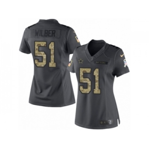 Women's Nike Dallas Cowboys #51 Kyle Wilber Limited Black 2016 Salute to Service NFL Jersey
