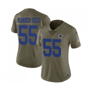Women's Nike Dallas Cowboys #55 Leighton Vander Esch Limited Olive 2017 Salute to Service NFL Jersey