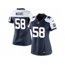 Women's Nike Dallas Cowboys #58 Damontre Moore Limited Navy Blue Throwback Alternate NFL Jersey