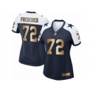 Women's Nike Dallas Cowboys #72 Travis Frederick Elite Navy Gold Throwback Alternate NFL Jersey
