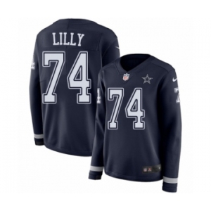 Women's Nike Dallas Cowboys #74 Bob Lilly Limited Navy Blue Therma Long Sleeve NFL Jersey