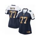 Women's Nike Dallas Cowboys #77 Tyron Smith Elite Navy Gold Throwback Alternate NFL Jersey