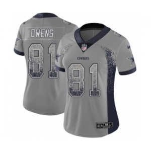 Women's Nike Dallas Cowboys #81 Terrell Owens Limited Gray Rush Drift Fashion NFL Jersey
