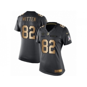Women's Nike Dallas Cowboys #82 Jason Witten Limited Black Gold Salute to Service NFL Jersey