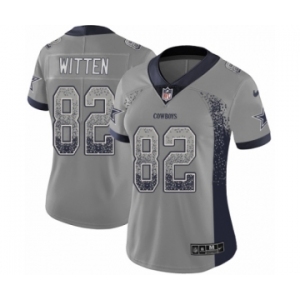 Women's Nike Dallas Cowboys #82 Jason Witten Limited Gray Rush Drift Fashion NFL Jersey