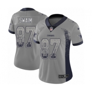 Women's Nike Dallas Cowboys #87 Geoff Swaim Limited Gray Rush Drift Fashion NFL Jersey