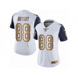 Women's Nike Dallas Cowboys #88 Dez Bryant Limited White Gold Rush NFL Jersey