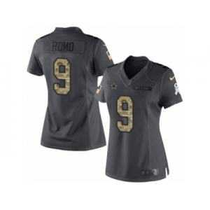 Women's Nike Dallas Cowboys #9 Tony Romo Limited Black 2016 Salute to Service NFL Jersey