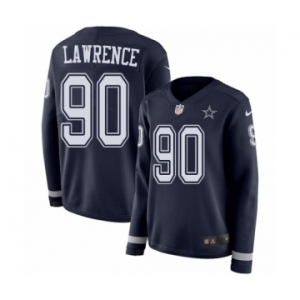 Women's Nike Dallas Cowboys #90 Demarcus Lawrence Limited Navy Blue Therma Long Sleeve NFL Jersey