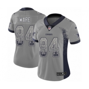 Women's Nike Dallas Cowboys #94 DeMarcus Ware Limited Gray Rush Drift Fashion NFL Jersey