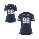 Women's Nike Dallas Cowboys #96 Maliek Collins Navy Blue Team Color NFL Jersey