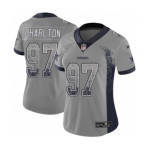 Women's Nike Dallas Cowboys #97 Taco Charlton Limited Gray Rush Drift Fashion NFL Jersey