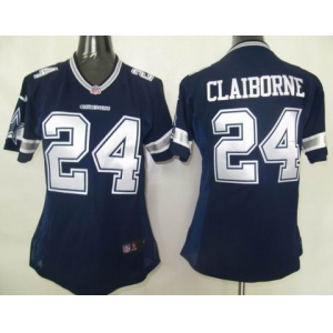 nike women nfl dallas cowboys #24 claiborne blue[nike]