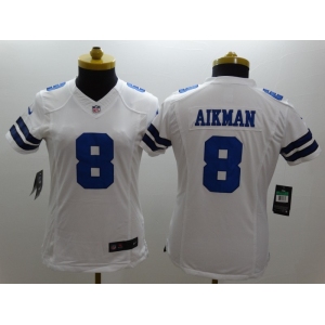 nike women nfl dallas cowboys #8 aikman white[nike]