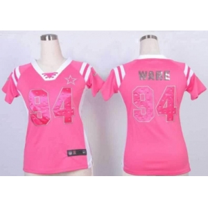 nike women nfl jerseys dallas cowboys #94 ware pink[fashion Rhinestone sequins]