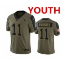 Youth Dallas Cowboys #11 Micah Parsons Olive 2021 Salute To Service Limited Stitched Jersey