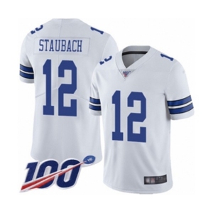 Youth Dallas Cowboys #12 Roger Staubach White Vapor Untouchable Limited Player 100th Season Football Jersey