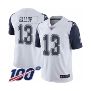 Youth Dallas Cowboys #13 Michael Gallup Limited White Rush Vapor Untouchable 100th Season Football Jersey