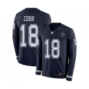 Youth Dallas Cowboys #18 Randall Cobb Limited Navy Blue Therma Long Sleeve Football Jersey