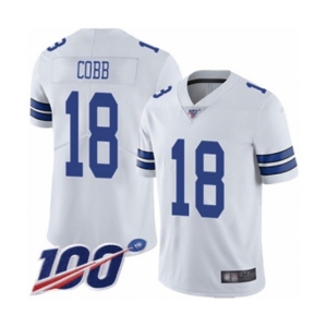 Youth Dallas Cowboys #18 Randall Cobb White Vapor Untouchable Limited Player 100th Season Football Jersey
