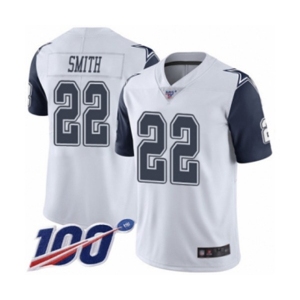 Youth Dallas Cowboys #22 Emmitt Smith Limited White Rush Vapor Untouchable 100th Season Football Jersey