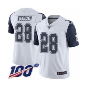 Youth Dallas Cowboys #28 Darren Woodson Limited White Rush Vapor Untouchable 100th Season Football Jersey
