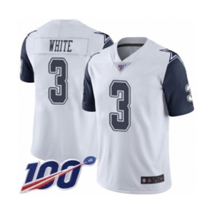 Youth Dallas Cowboys #3 Mike White Limited White Rush Vapor Untouchable 100th Season Football Jersey