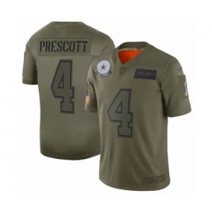 Youth Dallas Cowboys #4 Dak Prescott Limited Camo 2019 Salute to Service Football Jersey