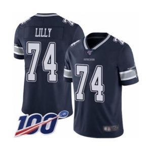 Youth Dallas Cowboys #74 Bob Lilly Navy Blue Team Color Vapor Untouchable Limited Player 100th Season Football Jersey